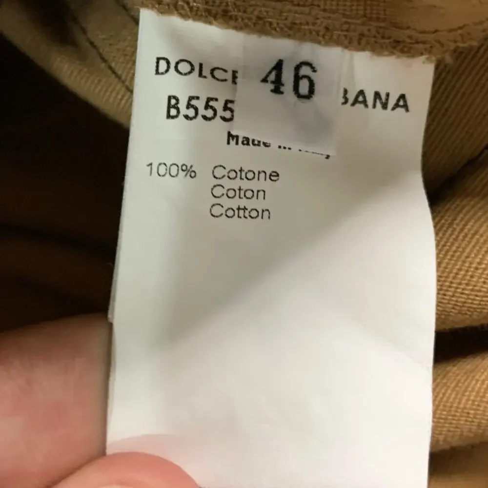 Dolce Gabbana M Vintage Womens Cotton Leather Detail Cropped Jacket Khaki - Picture 8 of 8